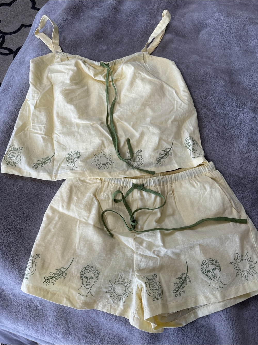 Bailey Rose Light Yellow Embroidered Cami & Short Set - Small Top/ Medium Shorts